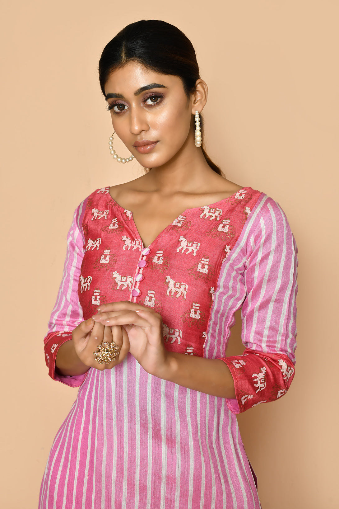 Designer handloom cotton silk kurta set for women
