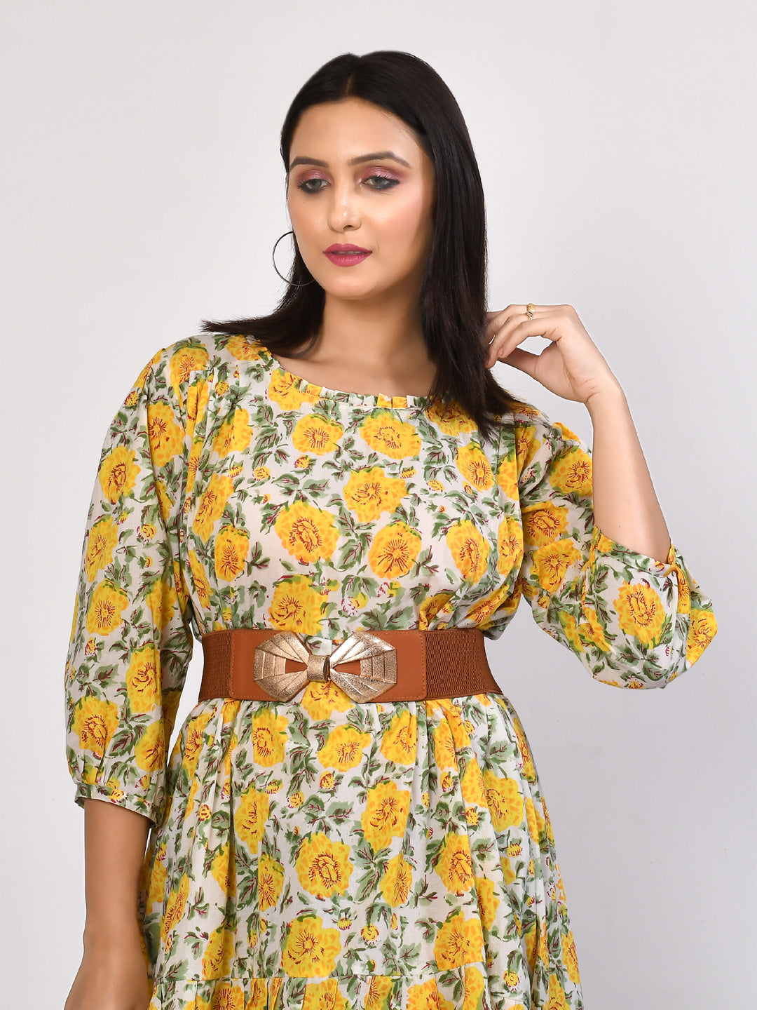 Ishya  floral tiered cotton midi dress for hot summer days -5