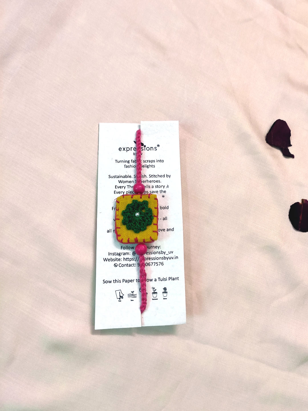 A bautiful one of a kind handcrafted rakhi for your one of a kind bro