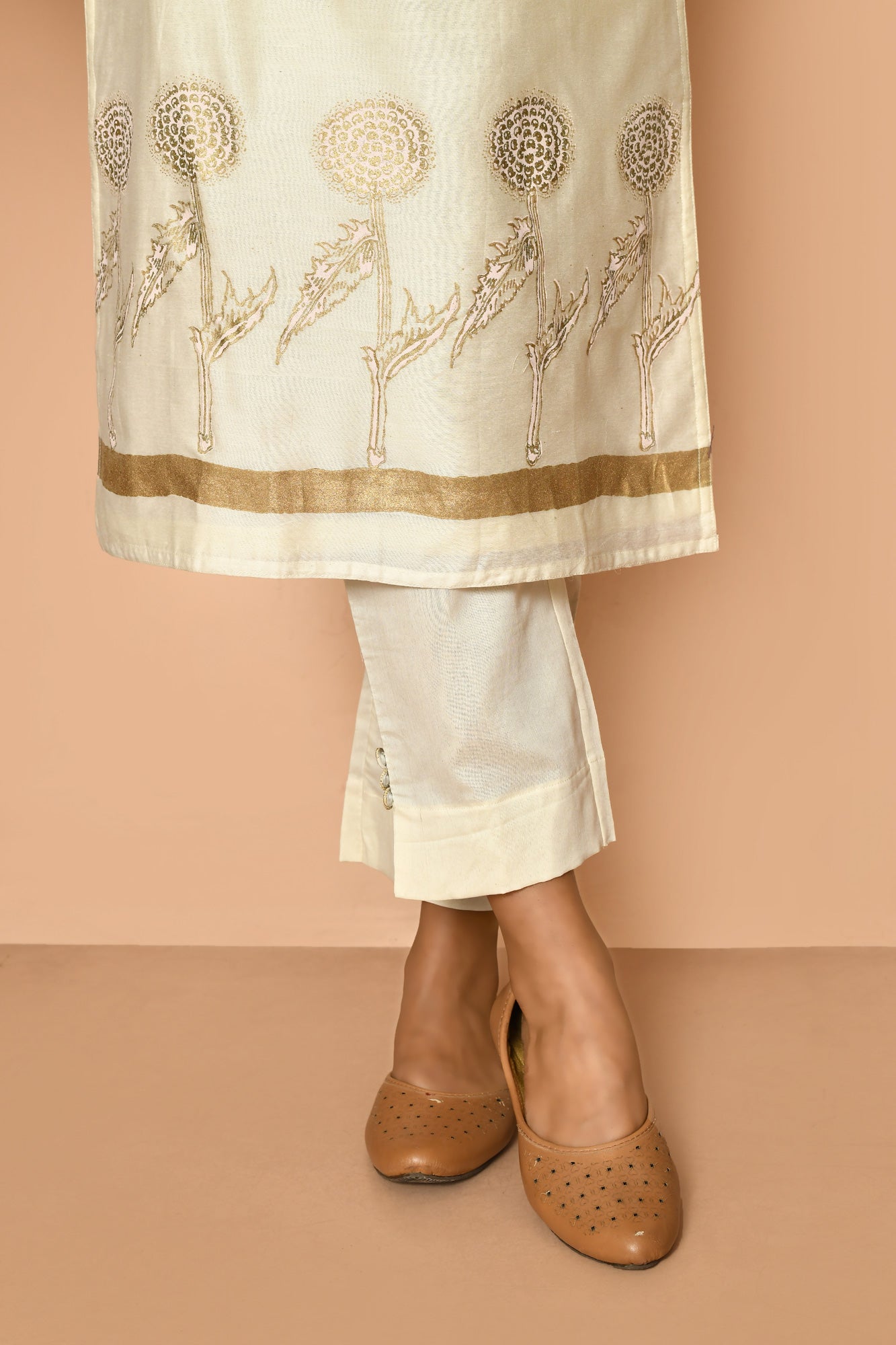hand blockprinted handloom designer silk kurta set for women