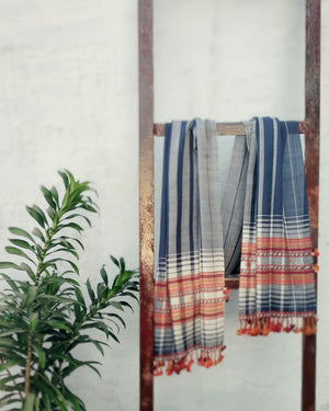 Indigo Stripped Handloom Cotton Stole