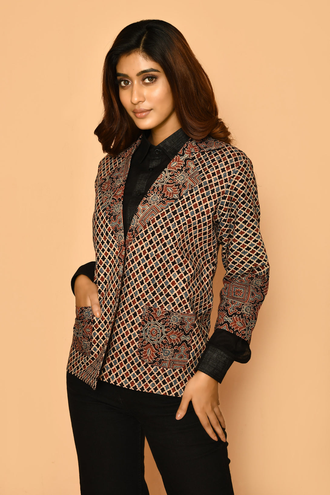 buy best women corporate wear printed cotton jackets