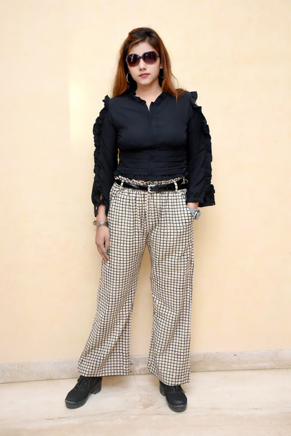 Checkered Relaxed Organic Handwoven Cotton trousers