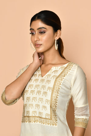 hand block printed designer handloom silk kurta online