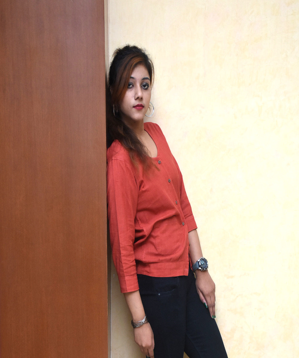Handwoven speckeledwood organic cotton shirt 2