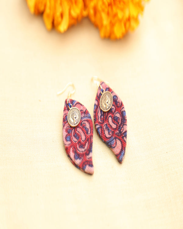 Red Paisley Dangler Earrings