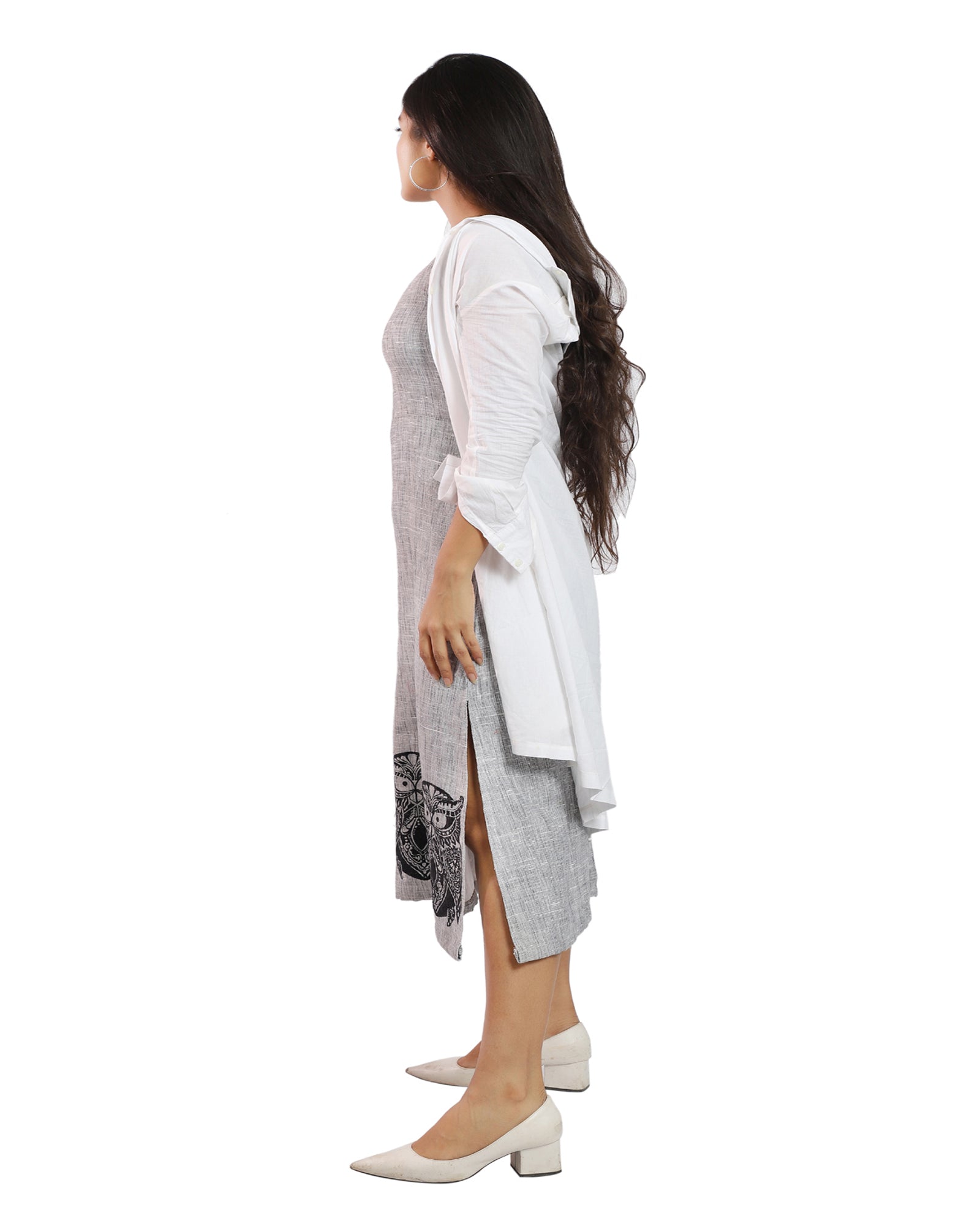 Grey khadi sheath ethical dresses 3