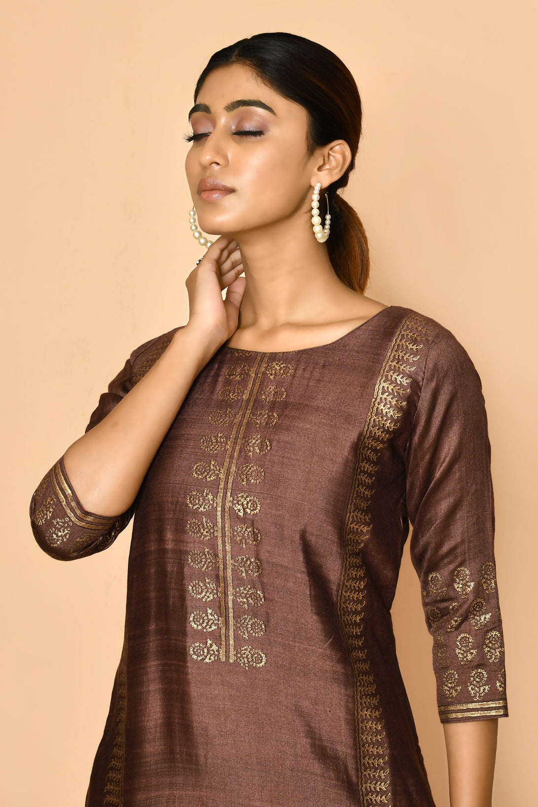 Designer block print handloom cotton silk  kurta for women