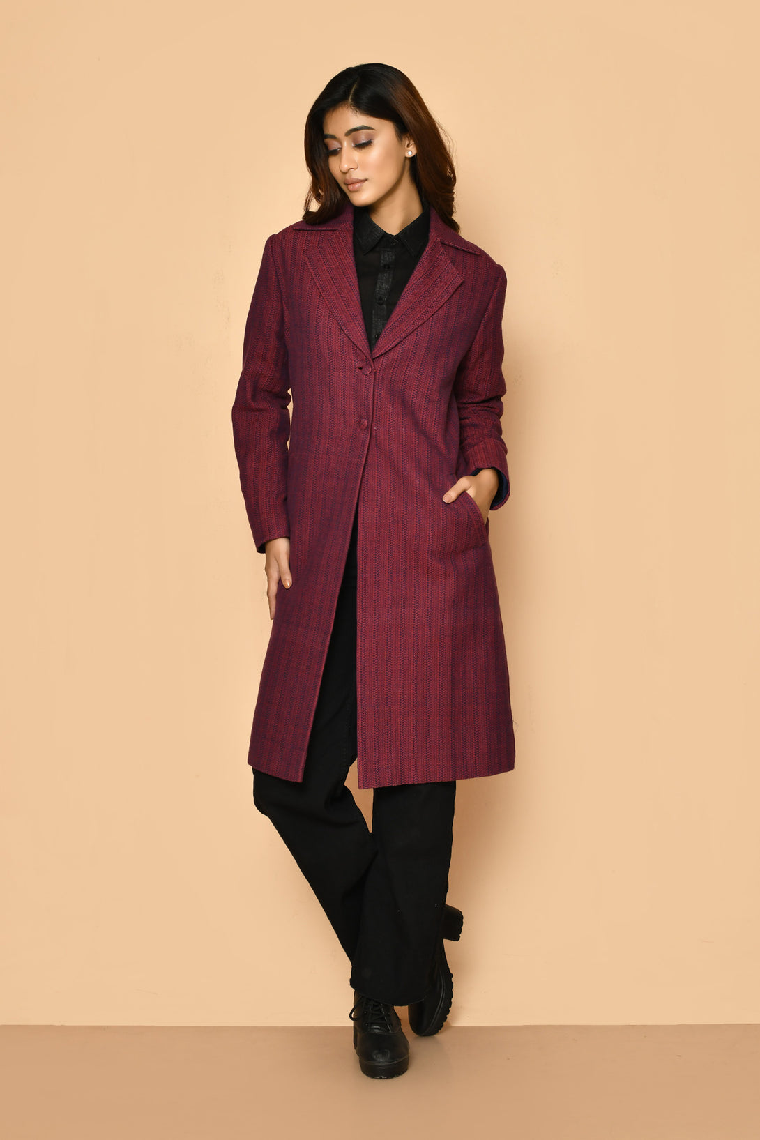Best handloom cotton long jacket for women corporate wear