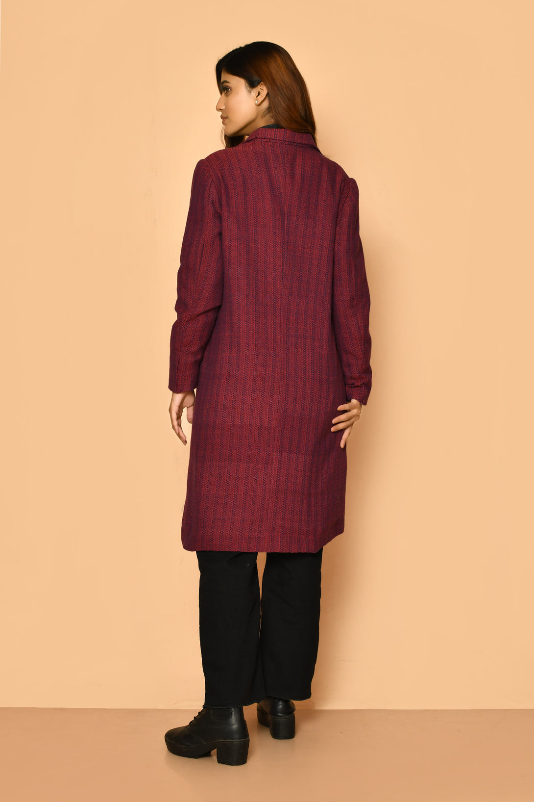 Add this exclusive handloom long cotton trench coat woman's  jacket  to your work wear wardrobe