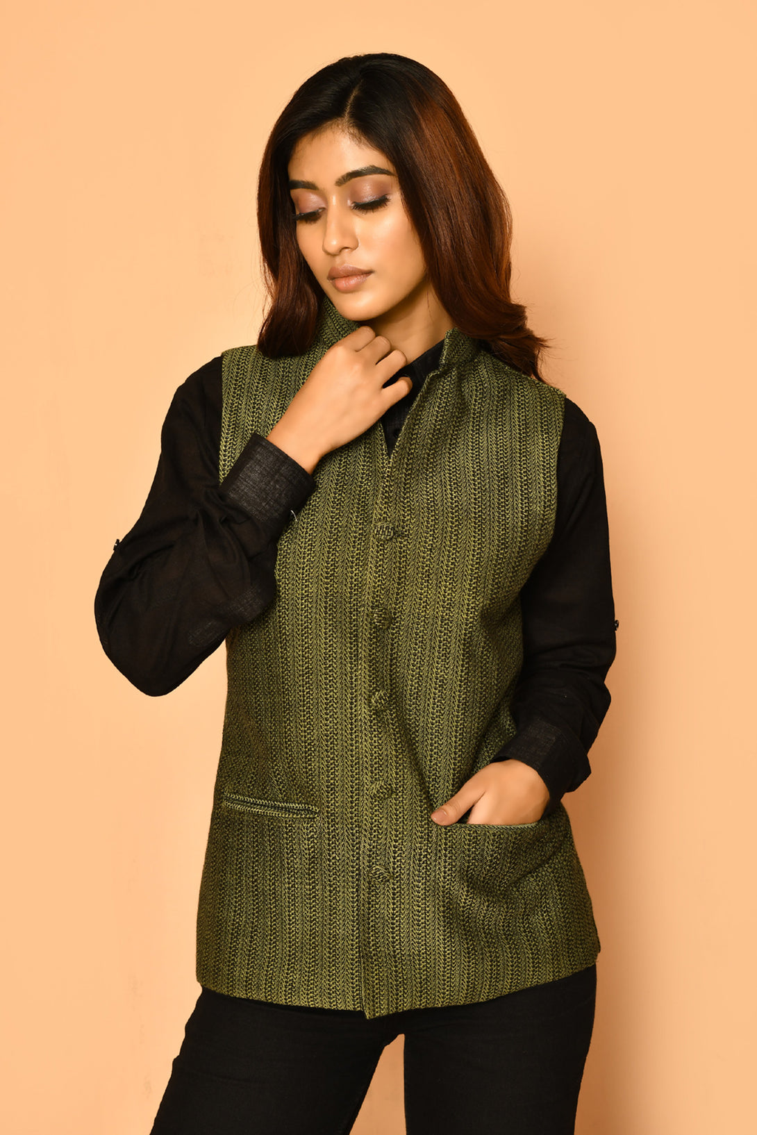 Buy best ladies office wear handloom cotton Nehru jacket