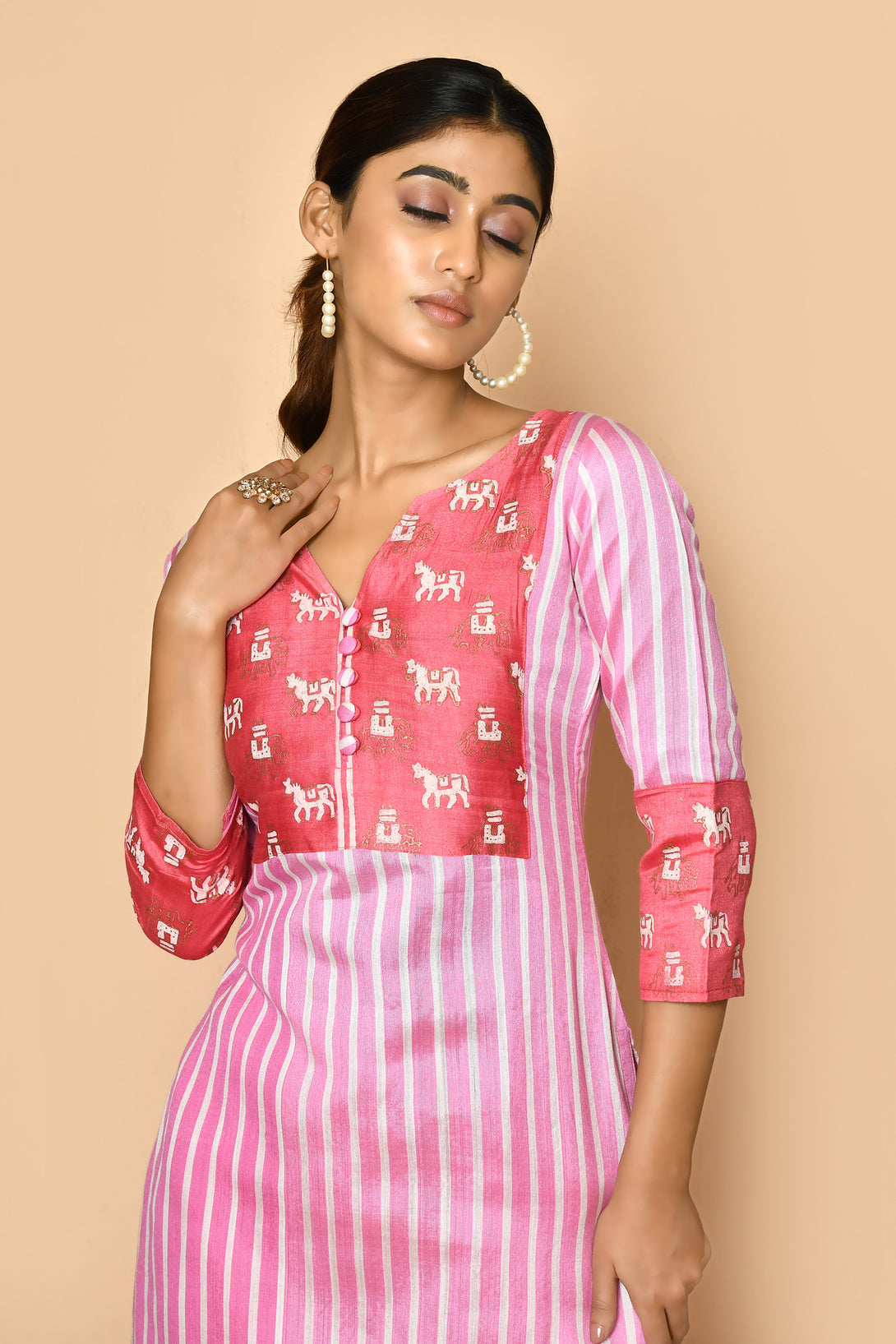 opel handloom women's cotton silk kurta sets