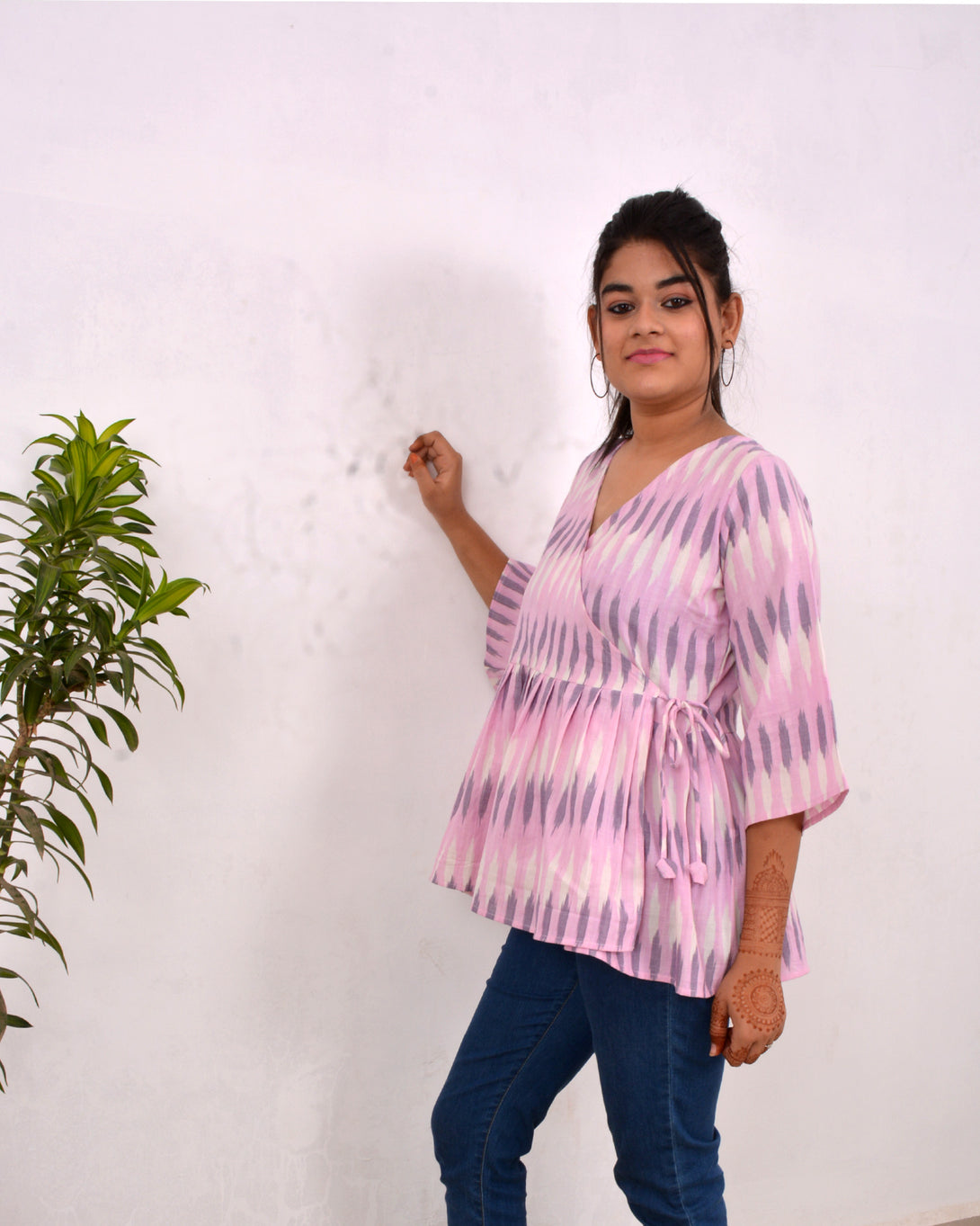 Pink lolly Ikkat handwoven wardrobe essential  women top 4
