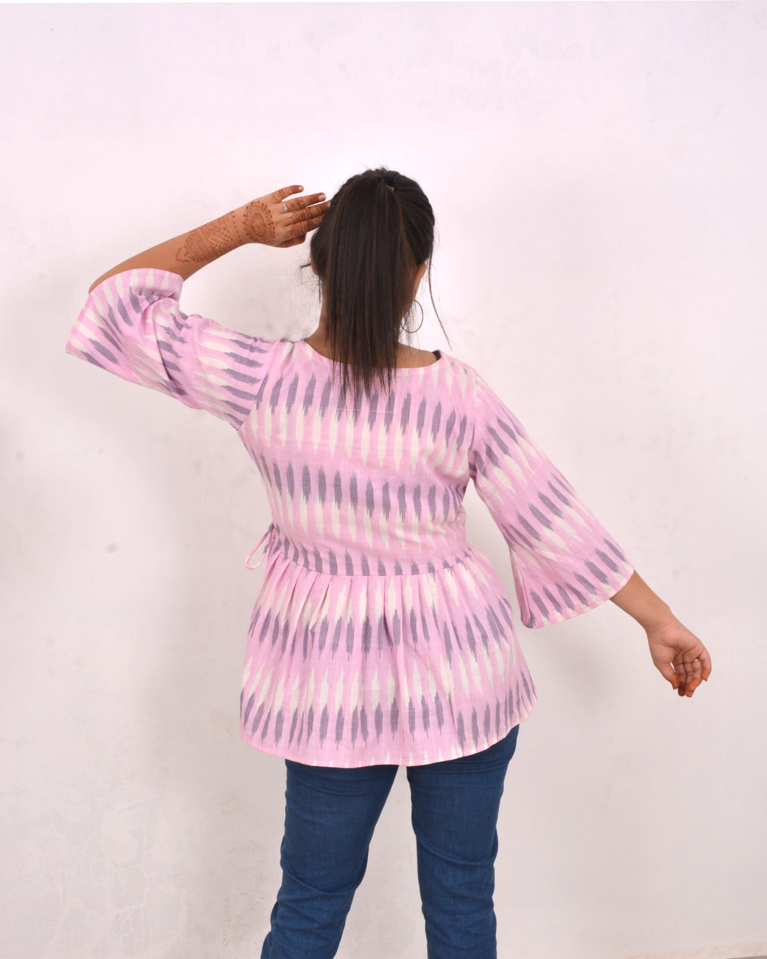 Pink lolly Ikkat handwoven wardrobe essential  women top 3