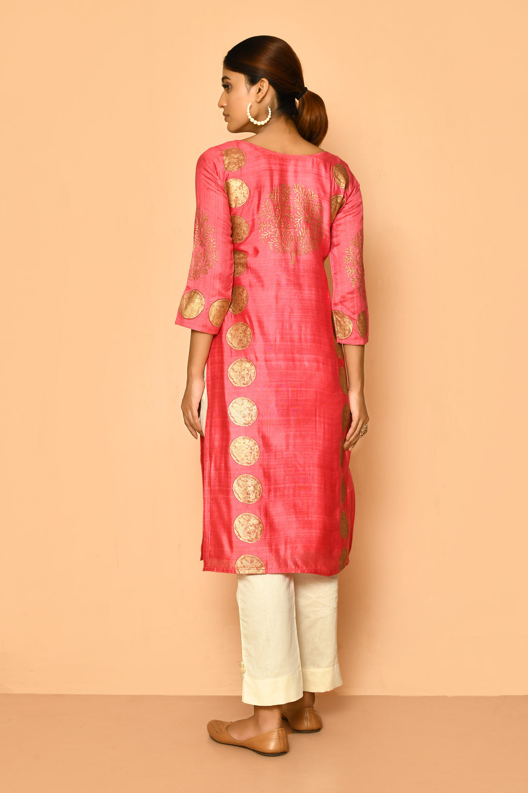 handloom hand printed ruby cotton silk designer kurta  for women