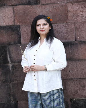 Handwoven White Cotton Shirt