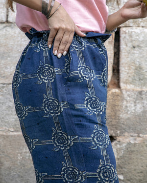 Indigo White Handwoven Organic Cotton boho Pant