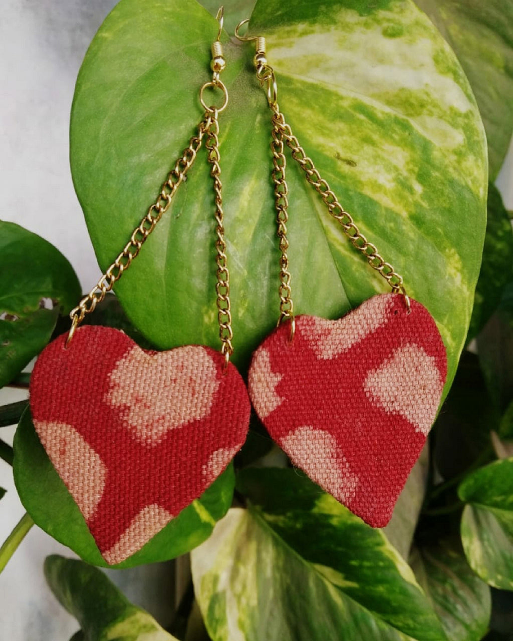 Red Heart Shaped Danglers Earrings