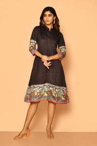 Siya handloom black shirt dress for women 