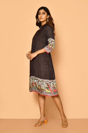 Siya handloom black silk dress for women