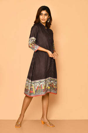 Siya handloom cotton silk women's  little black dress