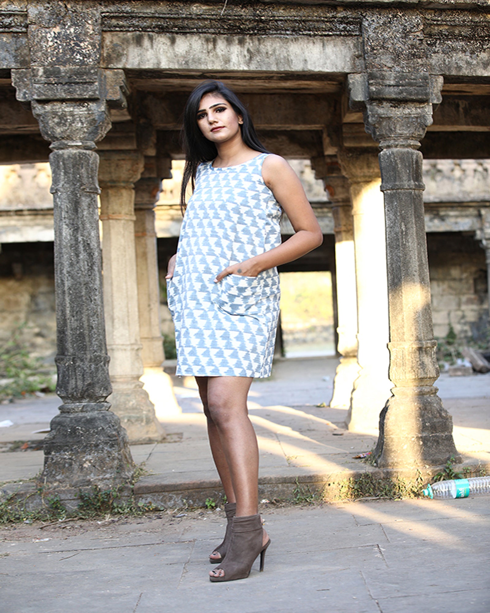 handwoven ikkat grey tunic ethical dresses 2
